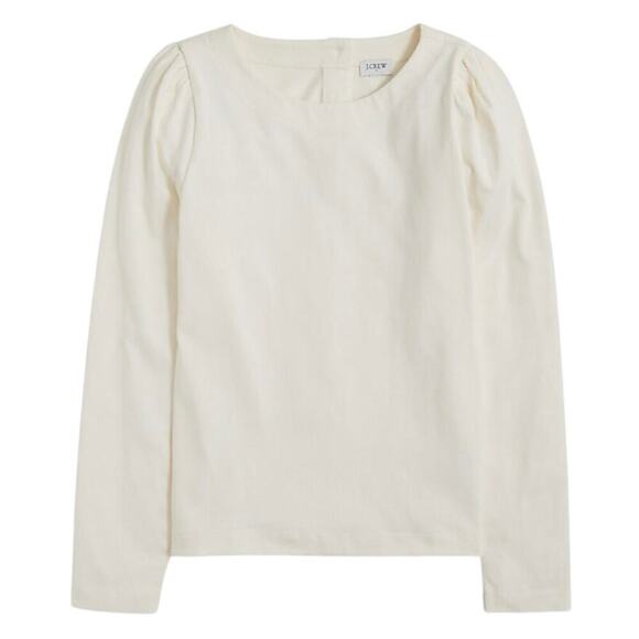 J. Crew Puff-Sleeve Gold Button Back Striped Top Ivory Size Small NWT - Picture 1 of 9